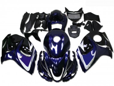 Rabatt Suzuki GSXR 1300 Hayabusa Motorrad Verkleidung 2008-2020 - Glanzendes Schwarz Blau Weiss