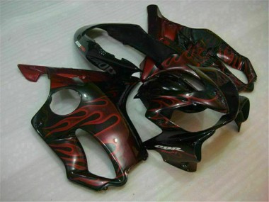 Rabatt Honda CBR600 F4i Motorrad Verkleidung 2004-2007 - Glanzendes Schwarz Rot Flamme