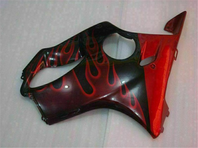 Rabatt Honda CBR600 F4i Motorrad Verkleidung 2004-2007 - Glanzendes Schwarz Rot Flamme