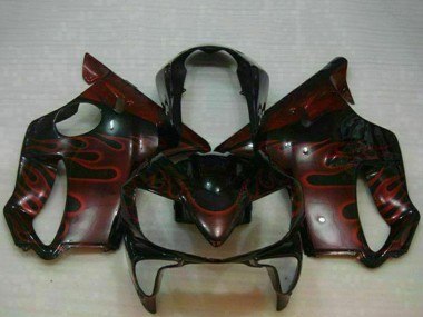 Rabatt Honda CBR600 F4i Motorrad Verkleidung 2004-2007 - Glanzendes Schwarz Rot Flamme