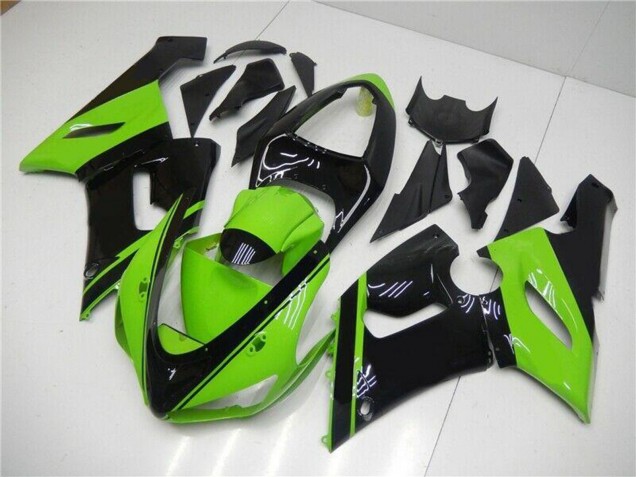 Rabatt Kawasaki ZX6R Motorrad Verkleidung 2005-2006 - Grun Glanzendes Schwarz