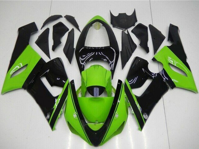 Rabatt Kawasaki ZX6R Motorrad Verkleidung 2005-2006 - Grun Glanzendes Schwarz