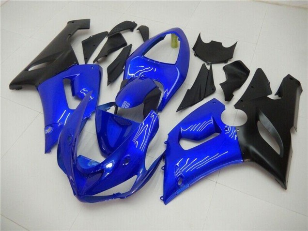 Rabatt Kawasaki ZX6R Motorrad Verkleidung 2005-2006 - Blau Matt Schwarz