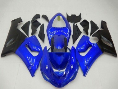 Rabatt Kawasaki ZX6R Motorrad Verkleidung 2005-2006 - Blau Matt Schwarz