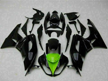 Rabatt Kawasaki ZX6R Motorrad Verkleidung 2009-2012 - Glanzendes Schwarz Grun