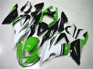 Rabatt Kawasaki ZX6R Motorrad Verkleidung 2013-2018 - Grun Weiss Glanzendes Schwarz