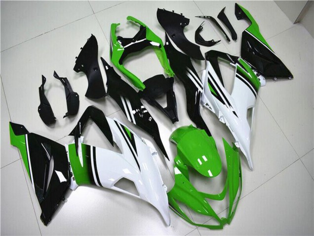 Rabatt Kawasaki ZX6R Motorrad Verkleidung 2013-2018 - Grun Weiss Glanzendes Schwarz