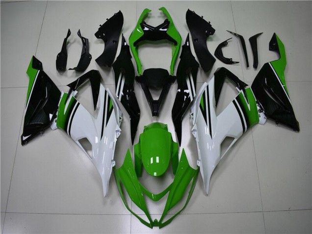 Rabatt Kawasaki ZX6R Motorrad Verkleidung 2013-2018 - Grun Weiss Glanzendes Schwarz