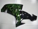 Rabatt Kawasaki ZX10R Motorrad Verkleidung 2006-2007 - Glanzendes Schwarz Grun Flamme