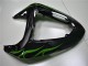 Rabatt Kawasaki ZX10R Motorrad Verkleidung 2006-2007 - Glanzendes Schwarz Grun Flamme