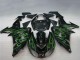 Rabatt Kawasaki ZX10R Motorrad Verkleidung 2006-2007 - Glanzendes Schwarz Grun Flamme