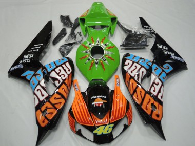 Rabatt Honda CBR1000RR Motorrad Verkleidung 2006-2007 - Grun Orange Blau Glanzendes Schwarz Rossi 46