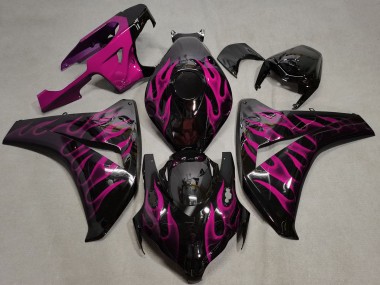 Rabatt Honda CBR1000RR Motorrad Verkleidung 2008-2011 - Glanzendes Schwarz Rosa Flamme