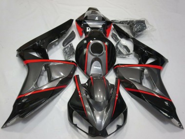 Rabatt Honda CBR1000RR Motorrad Verkleidung 2006-2007 - Grau Glanzendes Schwarz Rot Streifen