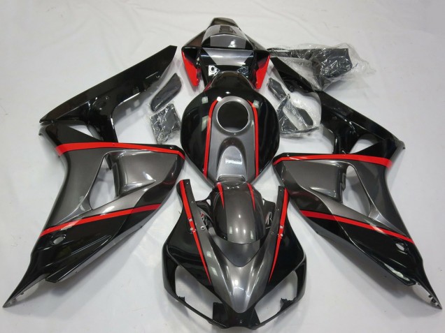Rabatt Honda CBR1000RR Motorrad Verkleidung 2006-2007 - Grau Glanzendes Schwarz Rot Streifen