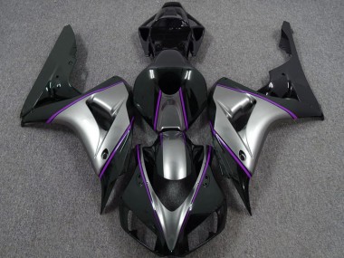 Rabatt Honda CBR1000RR Motorrad Verkleidung 2006-2007 - Silber Lila Glanzendes Schwarz PinStreifen