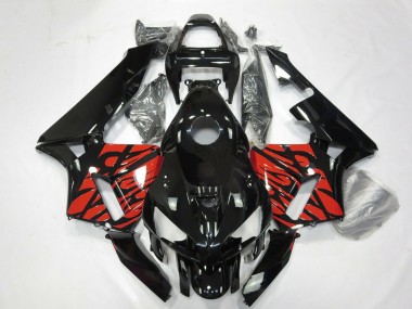 Rabatt Honda CBR600RR Motorrad Verkleidung 2005-2006 - Glanzendes Schwarz und Tribal Rot