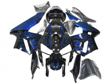 Rabatt Honda CBR600RR Motorrad Verkleidung 2005-2006 - Glanzendes Schwarz Blau Flamme