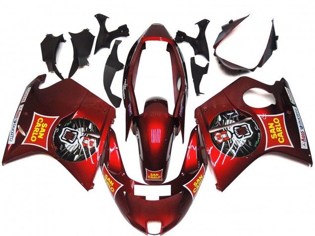 Rabatt Honda CBR1100XX Blackbird Motorrad Verkleidung 1996-2007 - Rot Gelb San Carlo