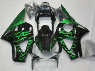 Rabatt Honda CBR954RR Motorrad Verkleidung 2002-2003 - Glanzendes Schwarz Grun Flamme