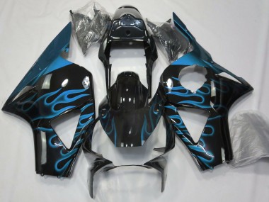 Rabatt Honda CBR954RR Motorrad Verkleidung 2002-2003 - Glanzendes Schwarz Hellblau Flamme