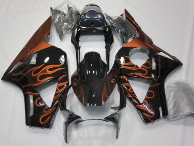 Rabatt Honda CBR954RR Motorrad Verkleidung 2002-2003 - Glanzendes Schwarz Orange Flamme