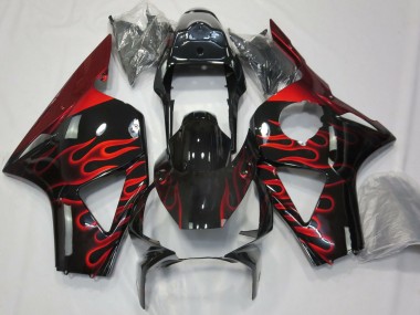 Rabatt Honda CBR954RR Motorrad Verkleidung 2002-2003 - Glanzendes Schwarz Rot Flamme
