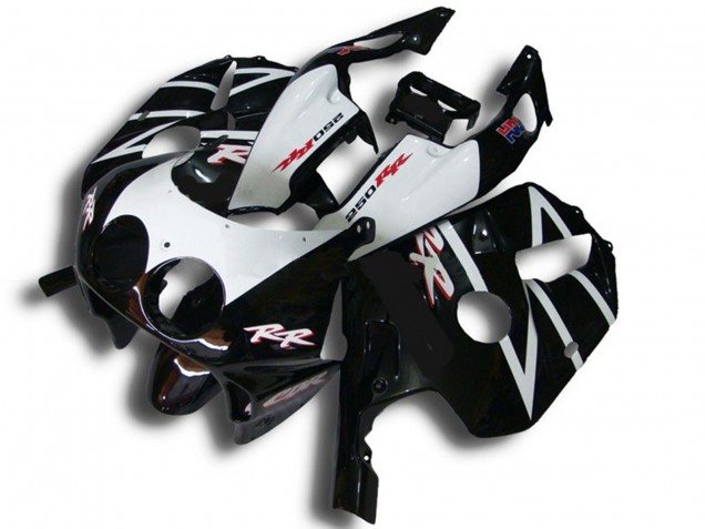 Rabatt Honda CBR250RR Motorrad Verkleidung 1990-1998 - Glanzendes Schwarz Weiss RR
