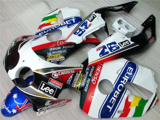 Rabatt Honda CBR250RR Motorrad Verkleidung 1990-1998 - Weiss Blau Rot Gelb Grun Carrera EuroBet Lee