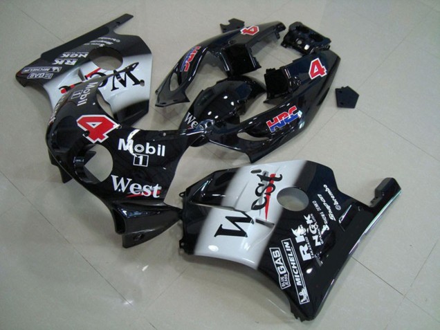 Rabatt Honda CBR250RR Motorrad Verkleidung 1990-1998 - Glanzendes Schwarz Weiss West Mobil