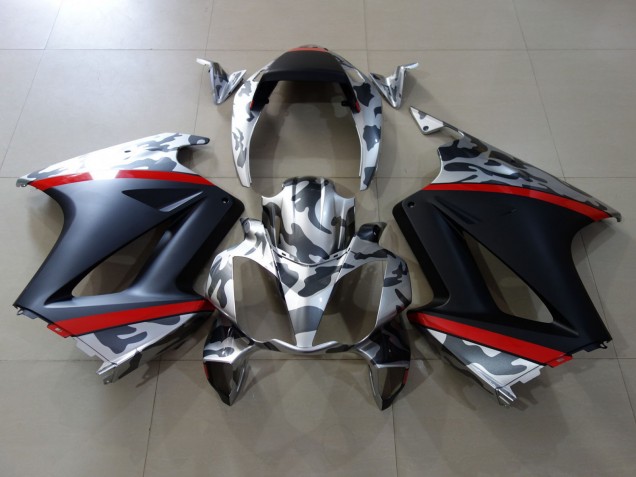 Rabatt Honda VFR 800 Motorrad Verkleidung 2002-2013 - Grau Camouflage Rot Matt Schwarz