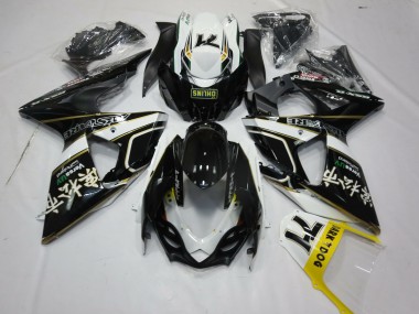 Rabatt Suzuki GSXR 1000 Motorrad Verkleidung 2009-2016 - Glanzendes Schwarz Weiss Gold Dunkel Dog 74