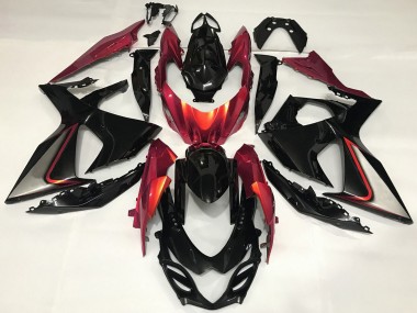 Rabatt Suzuki GSXR 1000 Motorrad Verkleidung 2009-2016 - Glanzendes Schwarz Rot