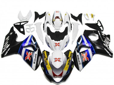 Rabatt Suzuki GSXR 1000 Motorrad Verkleidung 2009-2016 - Weiss Blau Schwarz SPIDI Dunkel Dog