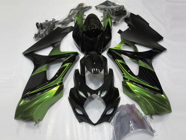 Rabatt Suzuki GSXR 1000 Motorrad Verkleidung 2007-2008 - Glanzendes Schwarz Grun