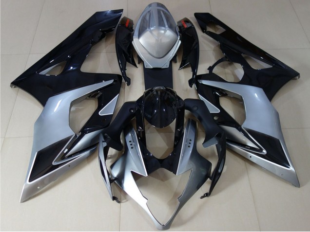 Rabatt Suzuki GSXR 1000 Motorrad Verkleidung 2005-2006 - Glanzendes Schwarz Silber