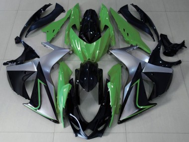 Rabatt Suzuki GSXR 1000 Motorrad Verkleidung 2009-2016 - Grun Silber Schwarz