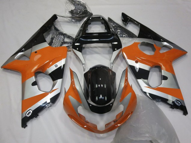 Rabatt Suzuki GSXR 1000 Motorrad Verkleidung 2000-2002 - Orange Silber Glanzendes Schwarz OEM Stil