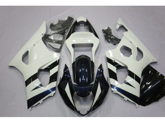 Rabatt Suzuki GSXR 1000 Motorrad Verkleidung 2003-2004 - Weiss Glanzendes Schwarz