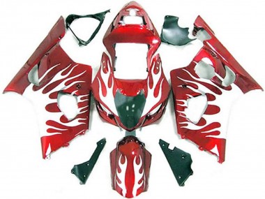 Rabatt Suzuki GSXR 1000 Motorrad Verkleidung 2003-2004 - Weiss Rot Flamme