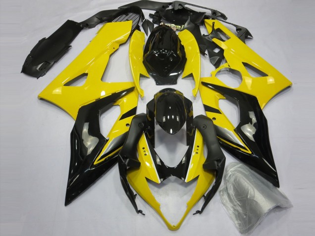 Rabatt Suzuki GSXR 1000 Motorrad Verkleidung 2005-2006 - Gelb Glanzendes Schwarz