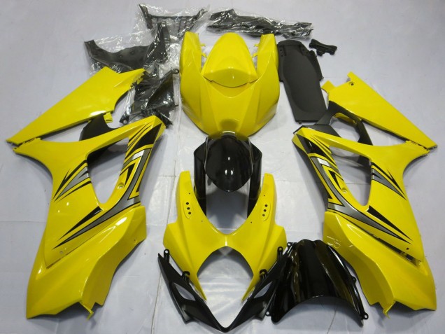 Rabatt Suzuki GSXR 1000 Motorrad Verkleidung 2007-2008 - Gelb Glanzendes Schwarz OEM Stil
