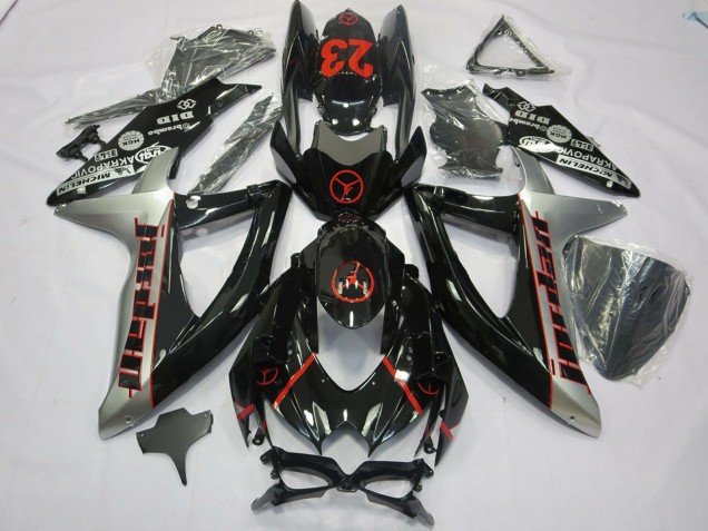 Rabatt Suzuki GSXR 600 / GSXR 750 Motorrad Verkleidung 2008-2010 - Glanzendes Schwarz Silber Rot Jordan 23