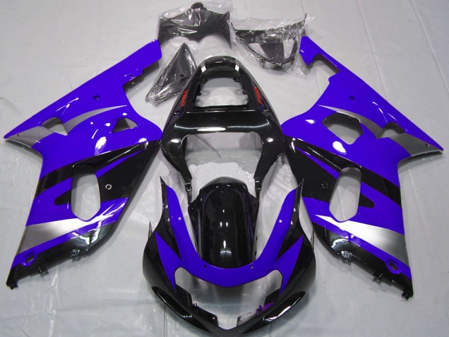 Rabatt Suzuki GSXR 600 / GSXR 750 Motorrad Verkleidung 2001-2003 - Blau Silber Glanzendes Schwarz OEM Stil