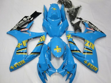 Rabatt Suzuki GSXR 600 / GSXR 750 Motorrad Verkleidung 2006-2007 - Hellblau Schwarz Gelb Rizla