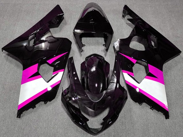 Rabatt Suzuki GSXR 600 / GSXR 750 Motorrad Verkleidung 2004-2005 - Glanzendes Schwarz Rosa Weiss