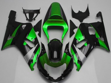 Rabatt Suzuki GSXR 600 / GSXR 750 Motorrad Verkleidung 2001-2003 - Grun Silber Glanzendes Schwarz