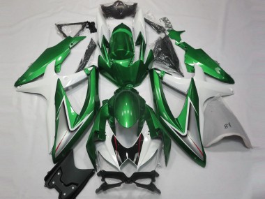 Rabatt Suzuki GSXR 600 / GSXR 750 Motorrad Verkleidung 2008-2010 - Weiss Grun Silber Glanzendes Schwarz