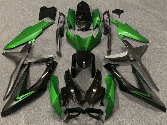 Rabatt Suzuki GSXR 600 / GSXR 750 Motorrad Verkleidung 2008-2010 - Grun Grau Glanzendes Schwarz