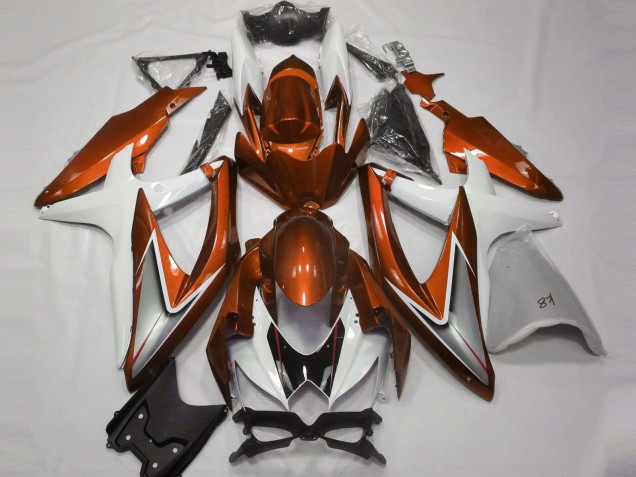Rabatt Suzuki GSXR 600 / GSXR 750 Motorrad Verkleidung 2008-2010 - Weiss Orange Silber Schwarz